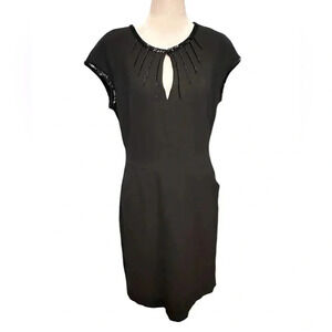 Tory Burch beaded black midi dress size 8